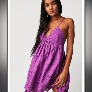 NWT Free People Lillia Mini Dress Summer Bloom Eyelet Lace
